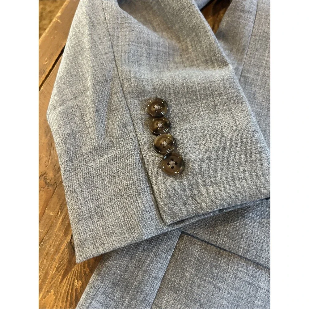 Voyager x J. Crew 365 Thompson Sport Coat 100% Wool Light Gray Suit Jacket 40R